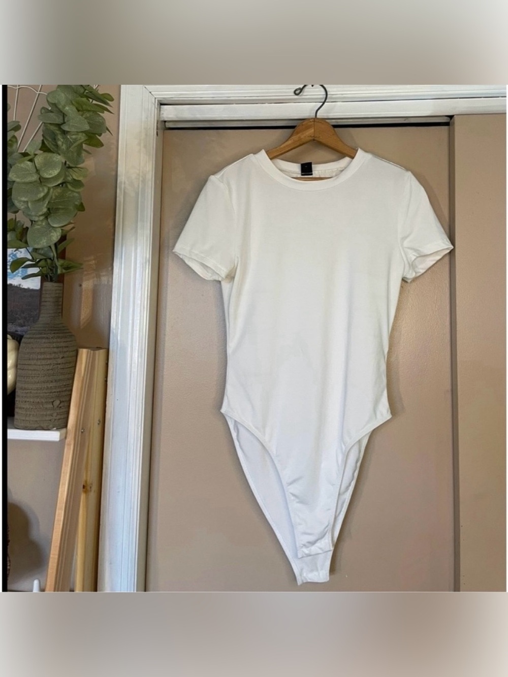 Shein white basic staple bodysuit size small